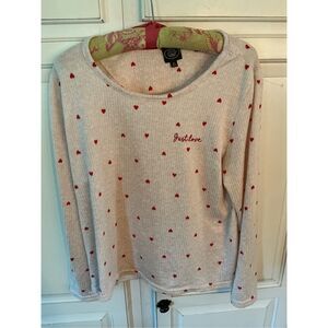 Laura Ashley Ribbed Long Sleeve Just Love Me Top Sz XL